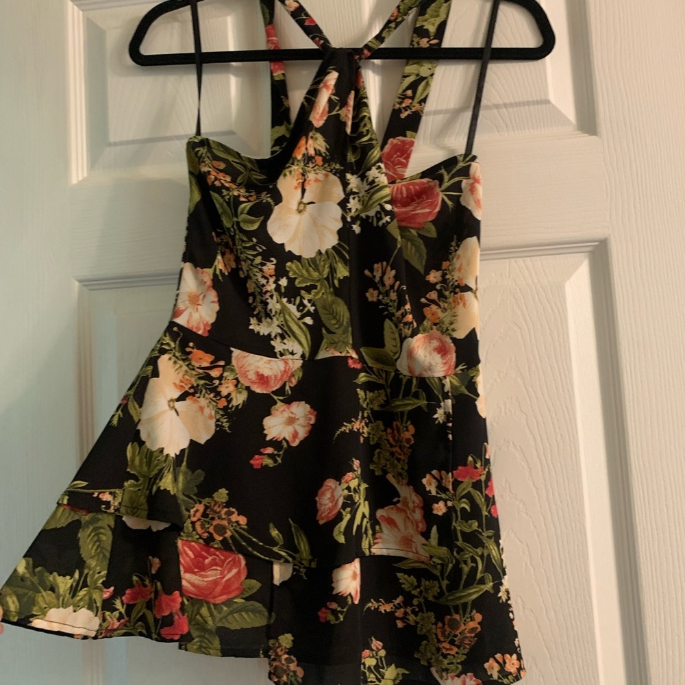 Floral Print Halter Neck Top